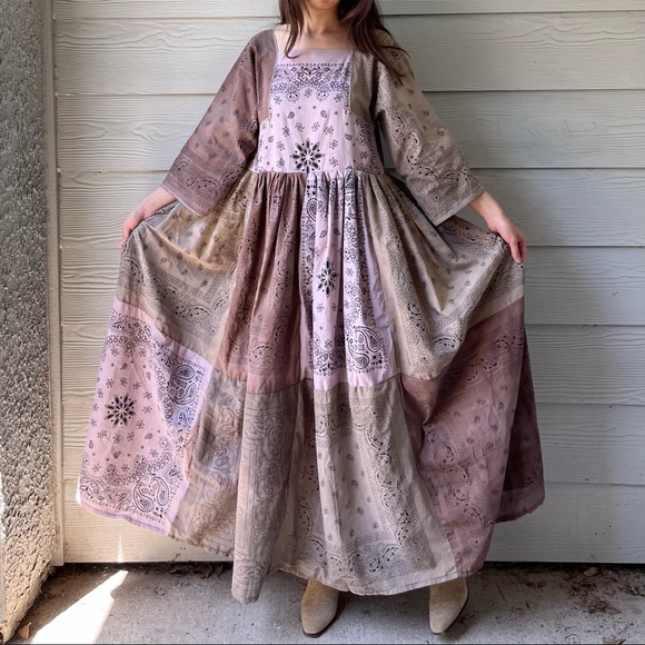 Handmade Bandana Dress SKU 02858 Muddy Earthy Maxi - Picture 11 of 16